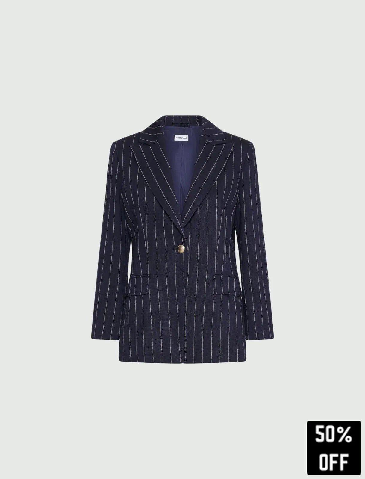 Basketweave fabric blazer - Navy - 25 Bell Street