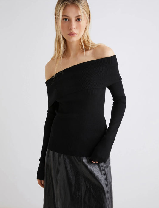Cowl-neck sweater - BLACK - 25 Bell Street