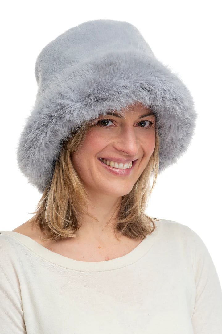 Adelina Grey Faux Fur Paddington Hat