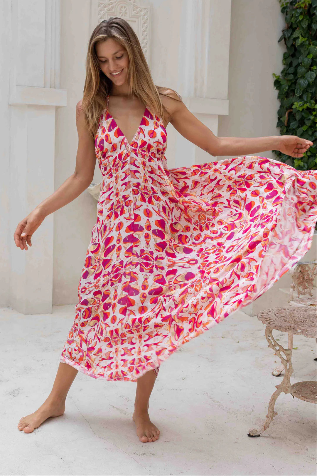 FLORAL FUSION SILK IBIZA DRESS - 25 Bell Street