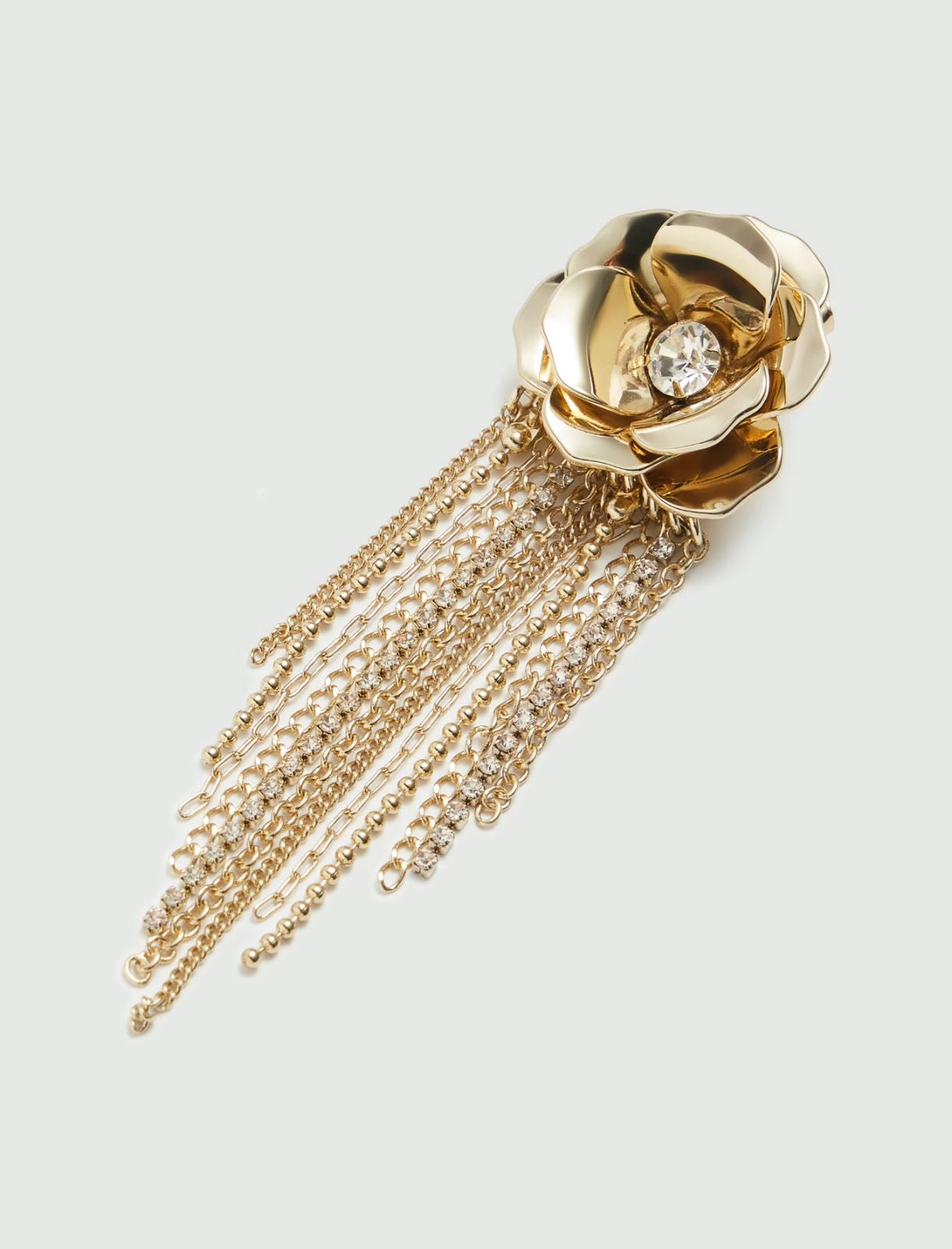 Flower and rhinestone drop earrings - Gold - 25 Bell Street