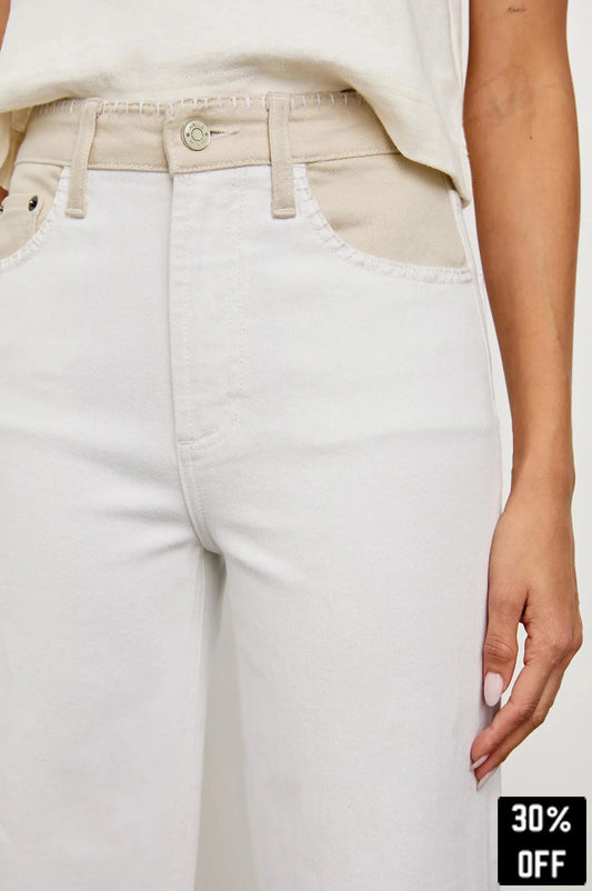 Getty Crop Wide Leg - Crema Embroidered - 25 Bell Street