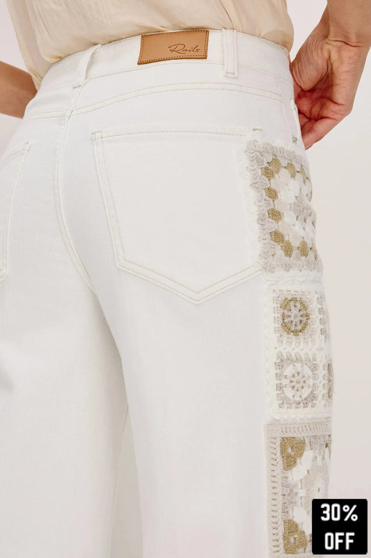 Getty Crop Wide Leg - Vintage Ecru Crochet - 25 Bell Street