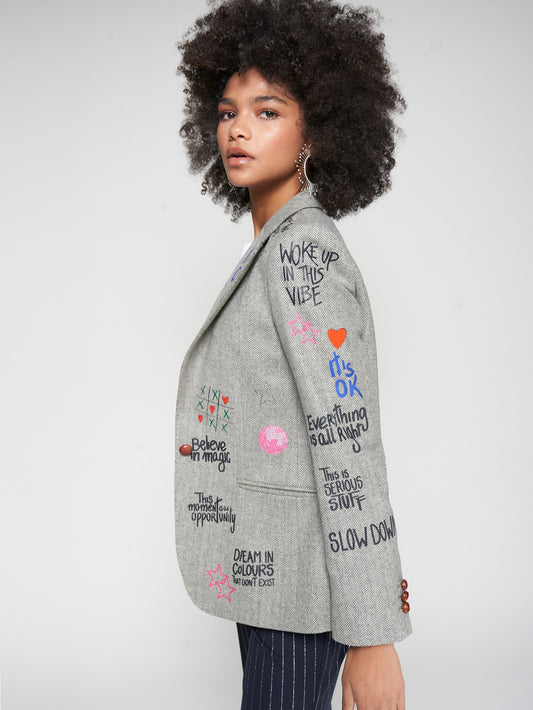 GREY HERRINGBONE BLAZER GRAFFITI - 25 Bell Street