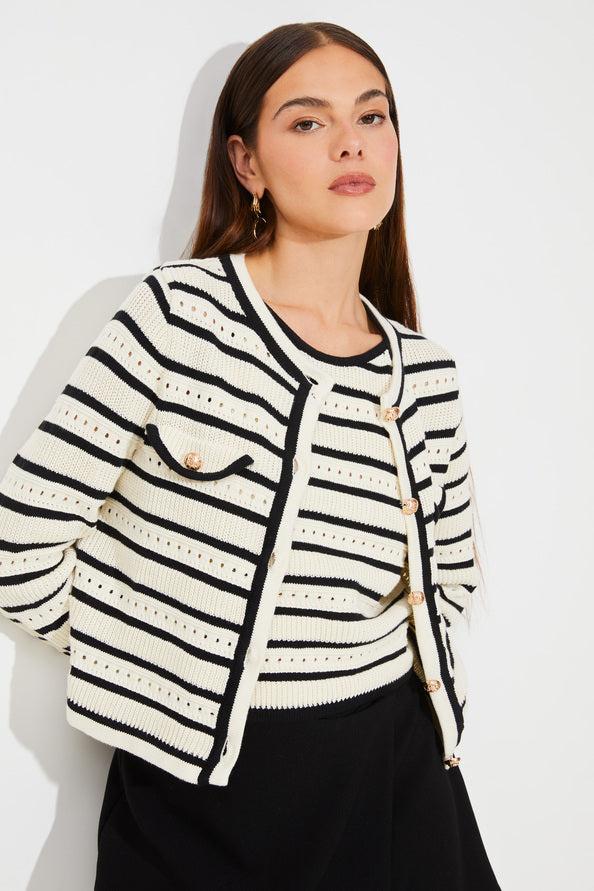 Ganeo Openwork striped cardigan - 25 Bell Street