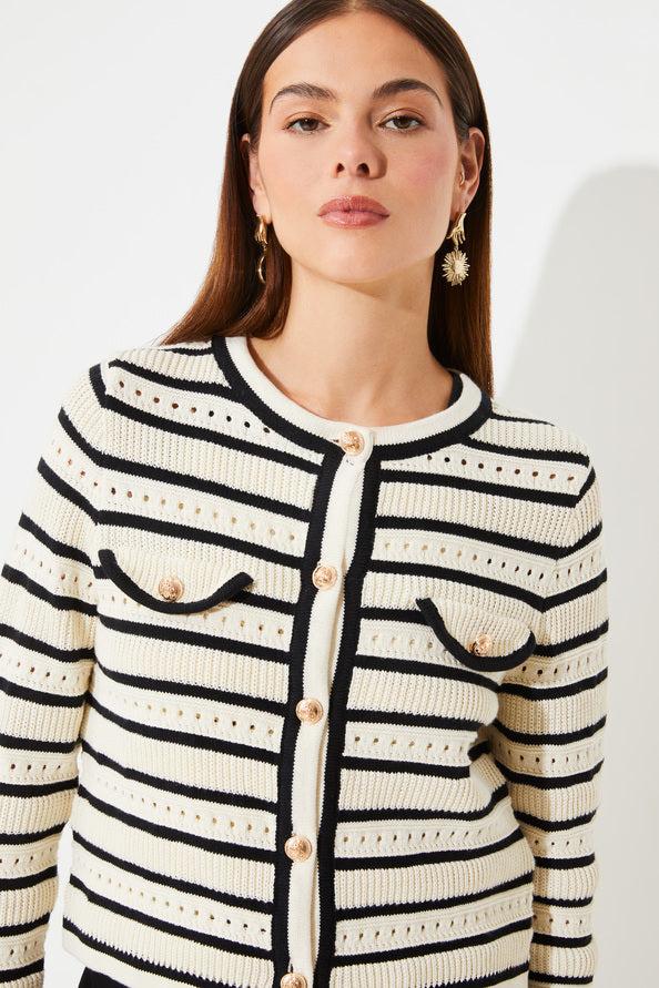 Ganeo Openwork striped cardigan - 25 Bell Street