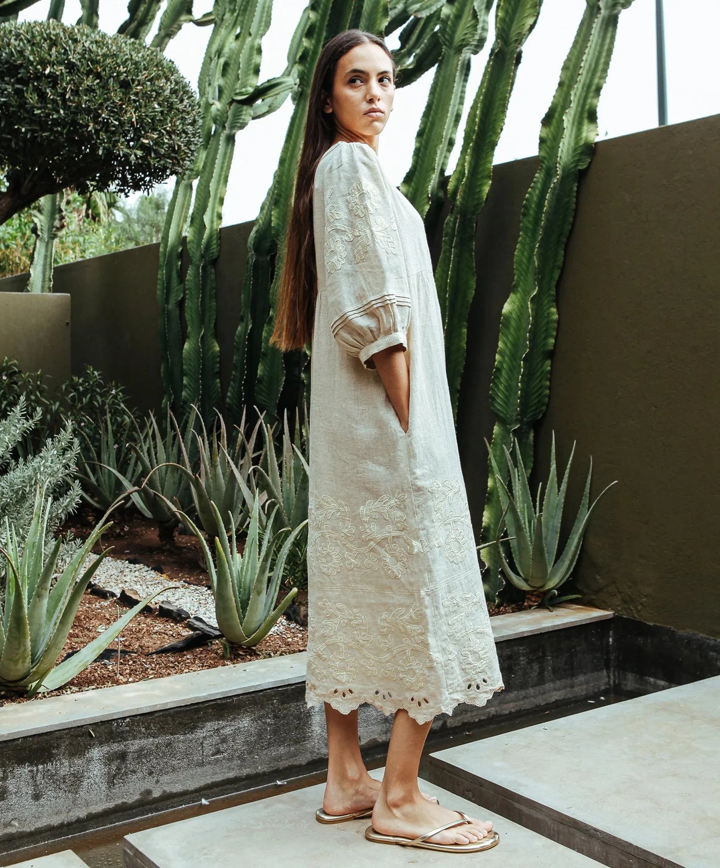 Grange Dress - Natural with Gold - 25 Bell Street