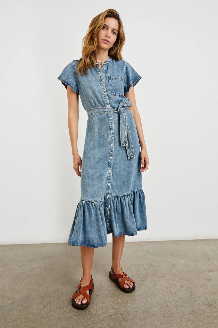 Kahlo Dress - Mid Blue - 25 Bell Street
