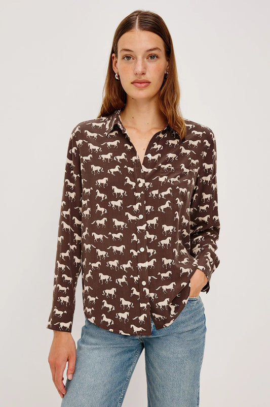 Kate shirt Ivory Horses - 25 Bell Street