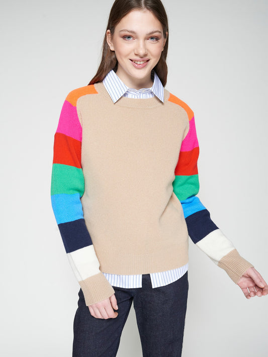 KNITWEAR JERSEY MANGA RAYAS BEIGE MULTICOLOR - 25 Bell Street