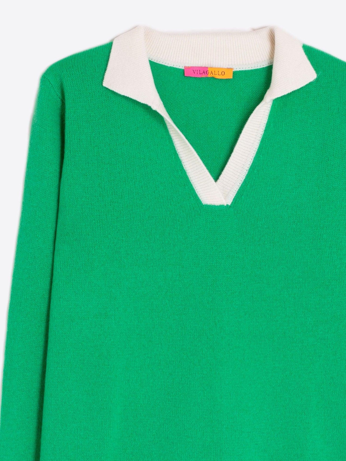 KNITWEAR JR CUELLO POLO GREEN ECRU PINK - 25 Bell Street