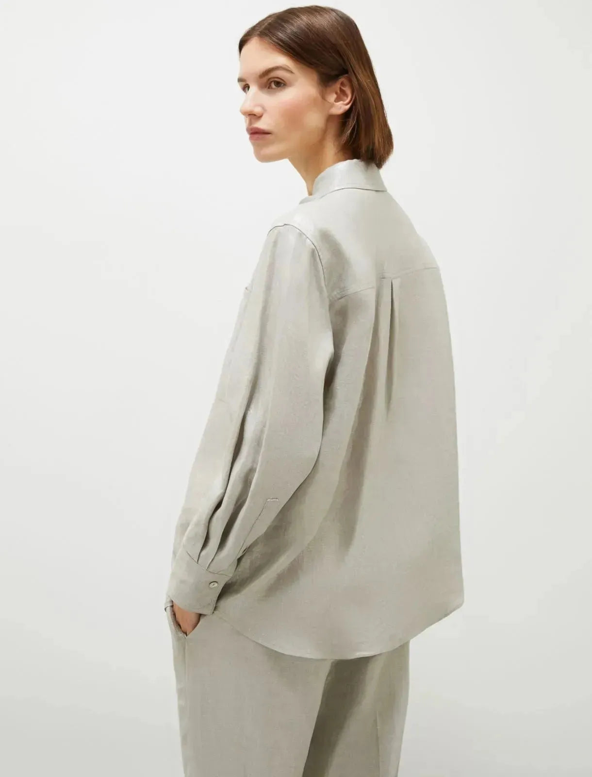 Laminated linen shirt - Light grey - 25 Bell Street