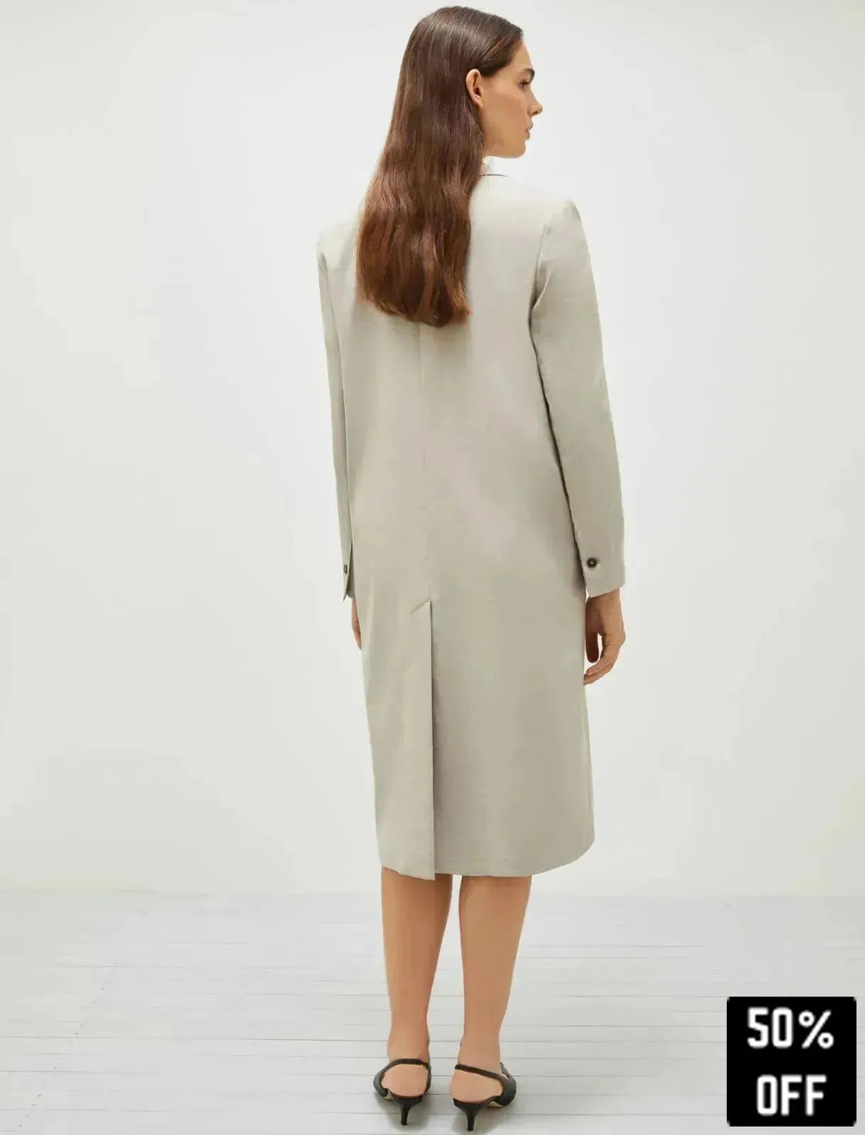 Linen and viscose trench coat - Sand - 25 Bell Street