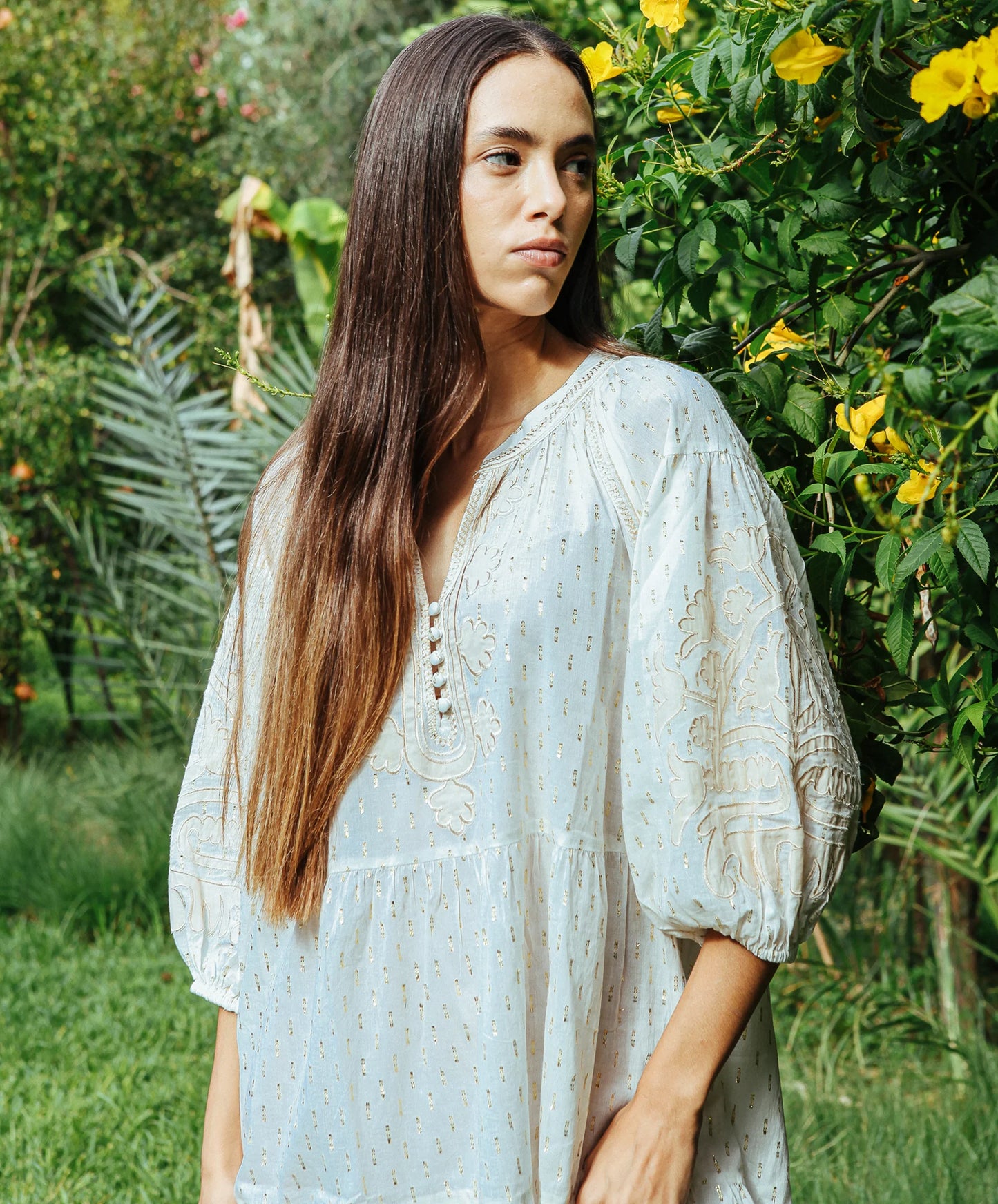 Oxford Dress - White with Gold - 25 Bell Street