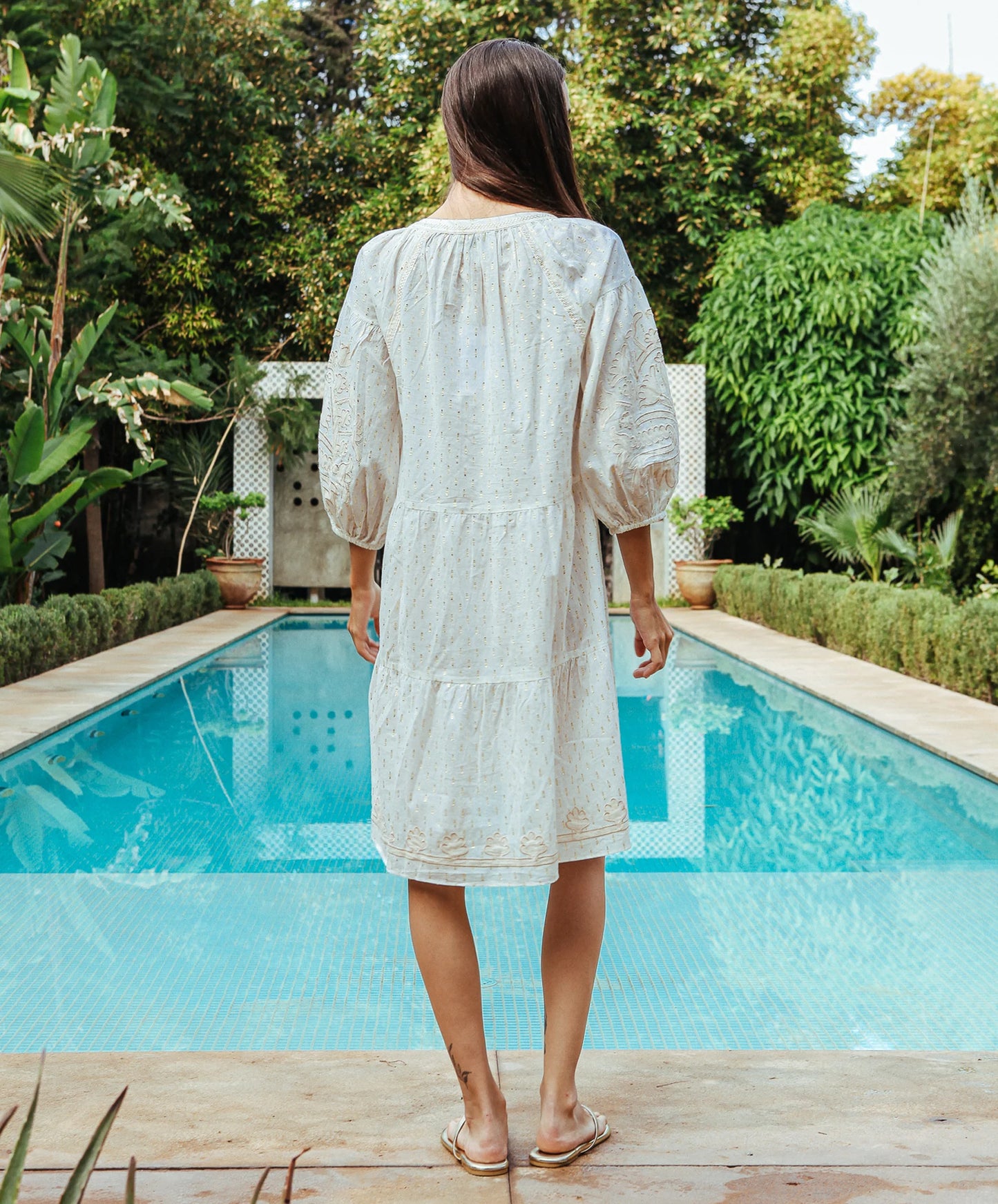 Oxford Dress - White with Gold - 25 Bell Street
