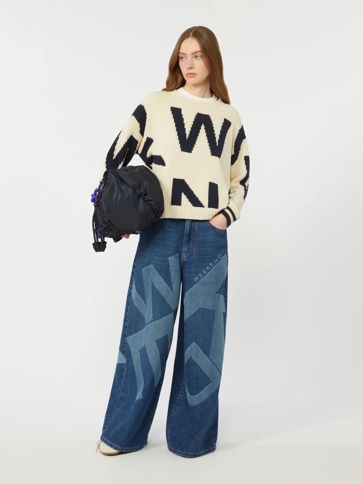 Celebre Patterned cotton crew-neck - NAVY - 25 Bell Street