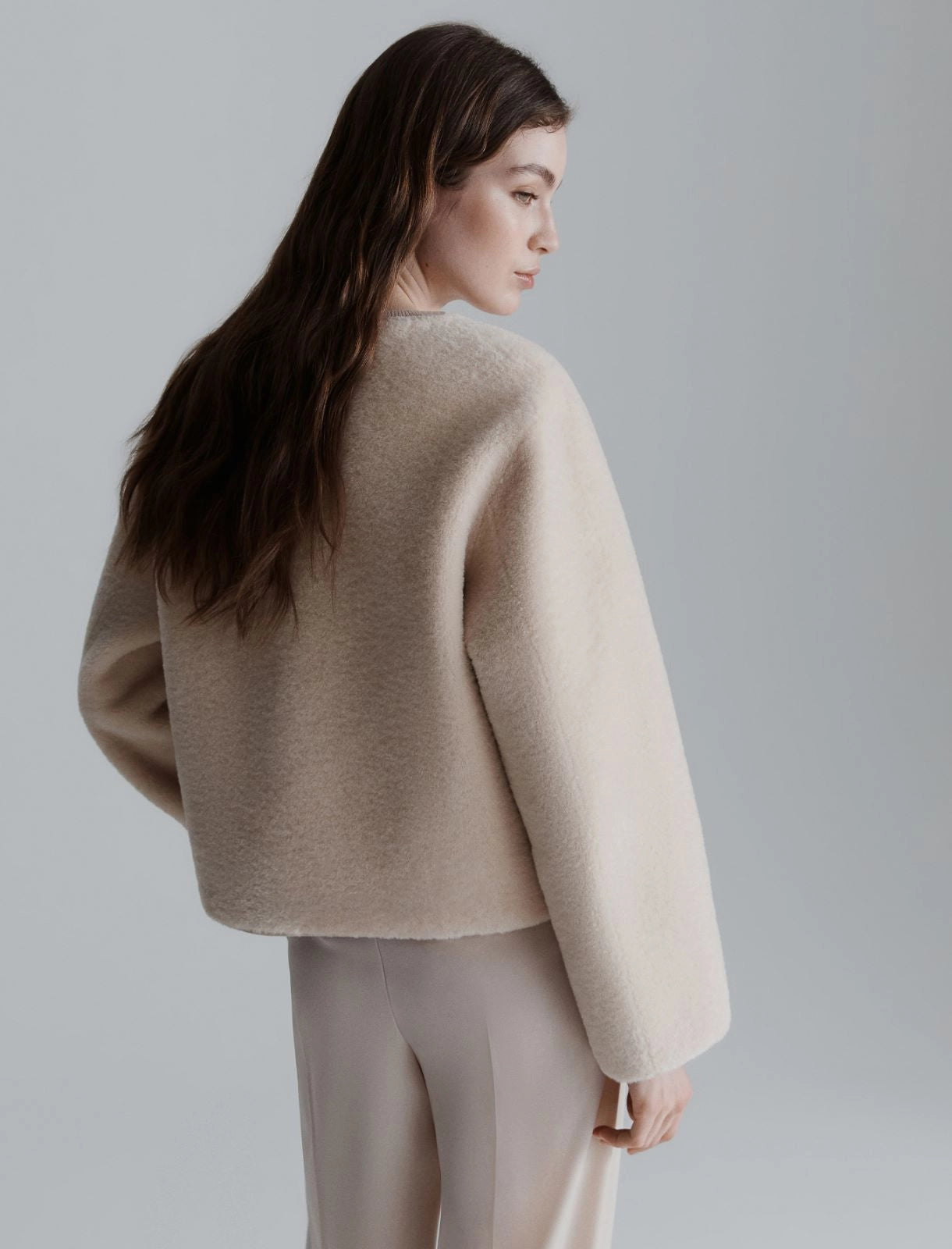 Short jacket with scarf detail - CREAM - 25 Bell Street
