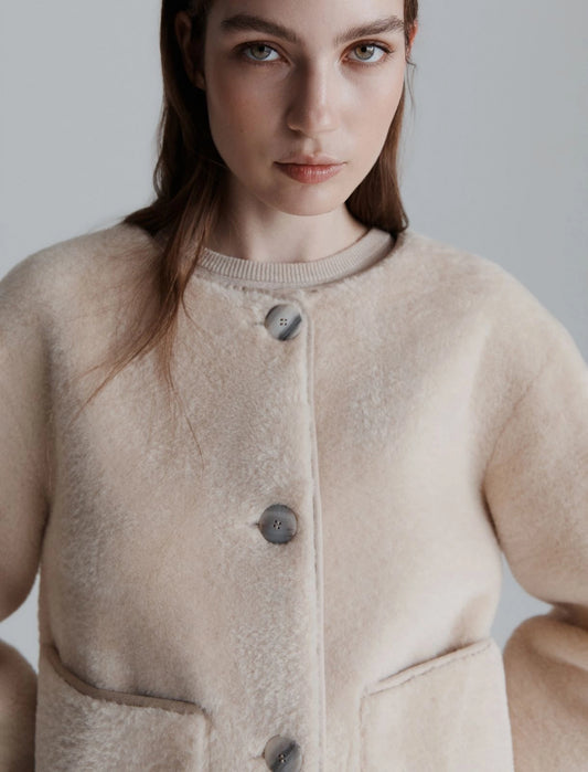 Short jacket with scarf detail - CREAM - 25 Bell Street