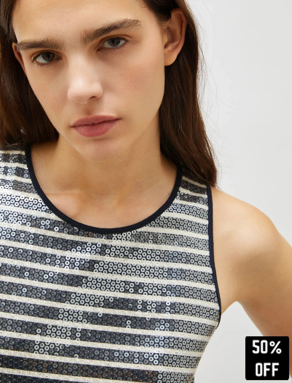 Slim-fit sequin vest top - NAVY - 25 Bell Street