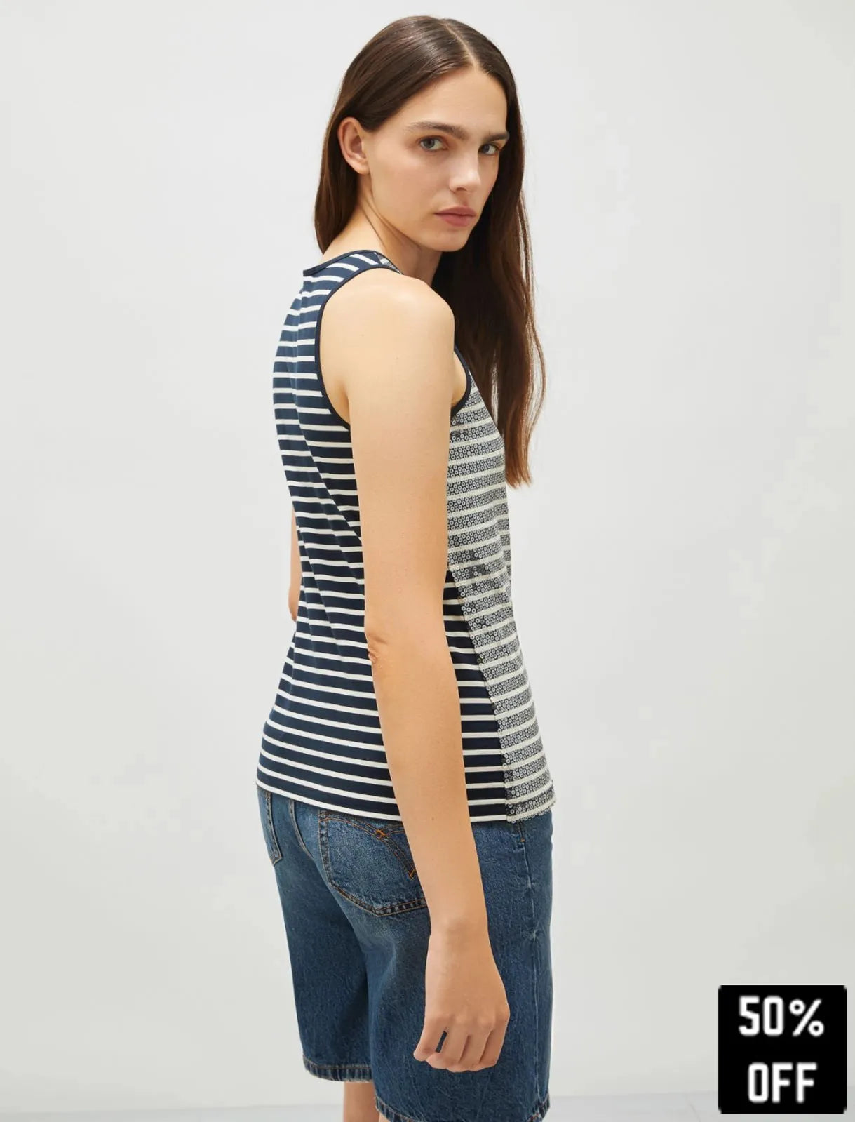 Slim-fit sequin vest top - NAVY - 25 Bell Street