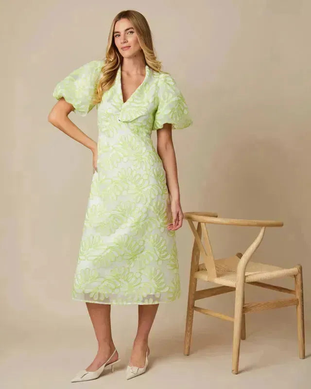 Tilley – Knot Front Long Dress – Lime - 25 Bell Street