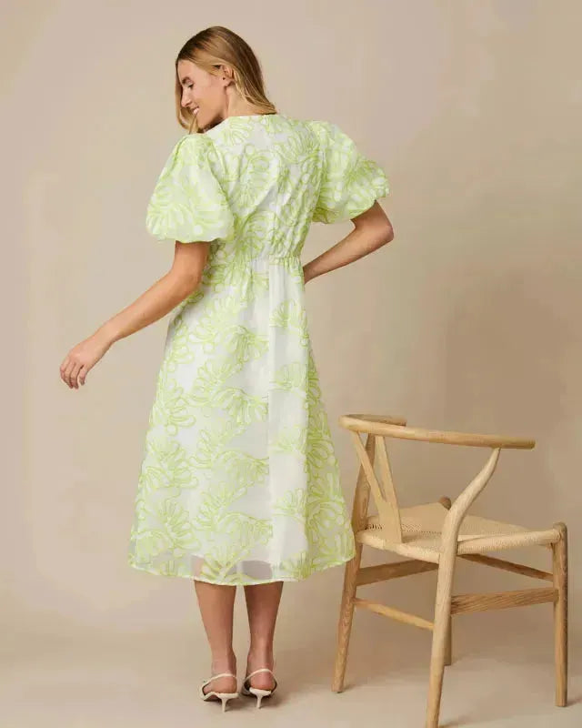 Tilley – Knot Front Long Dress – Lime - 25 Bell Street
