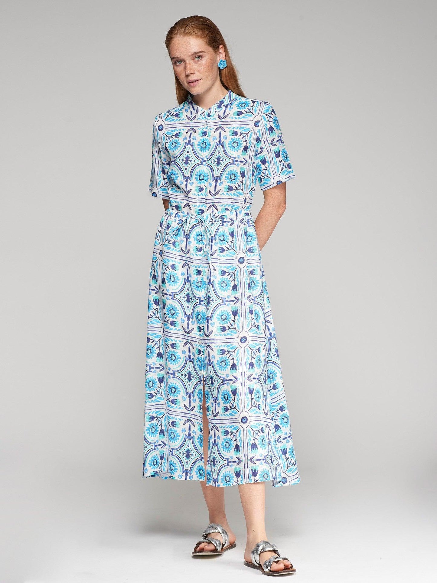 DRESS AROA PRINT AZUL LINO - 25 Bell Street