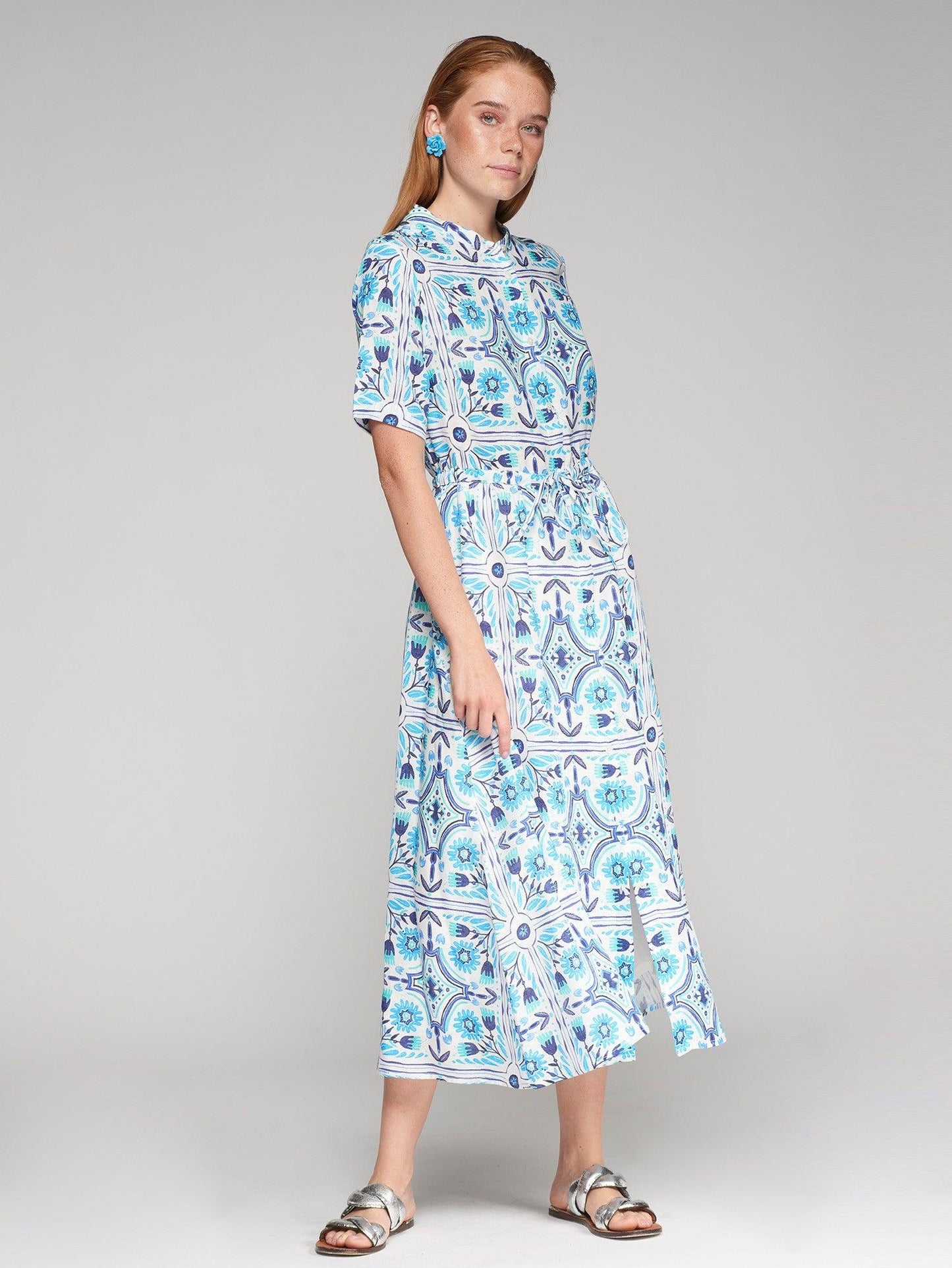 DRESS AROA PRINT AZUL LINO - 25 Bell Street