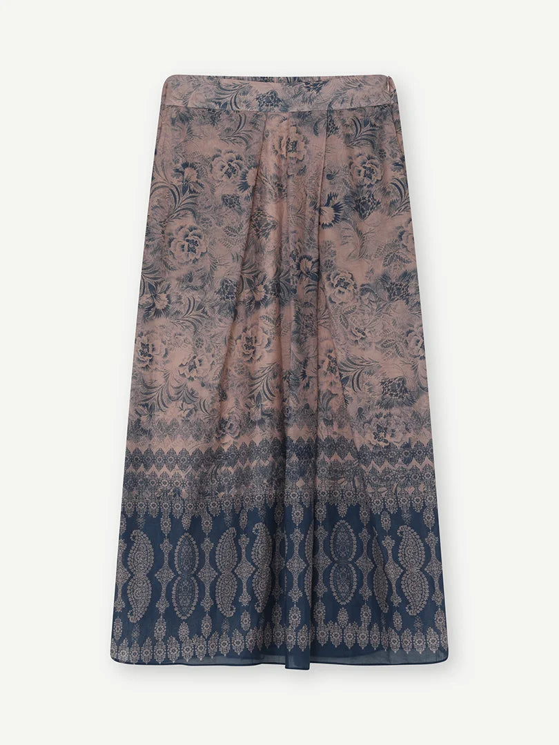 Mabell Skirt - Navy/Rose with Print - 25 Bell Street
