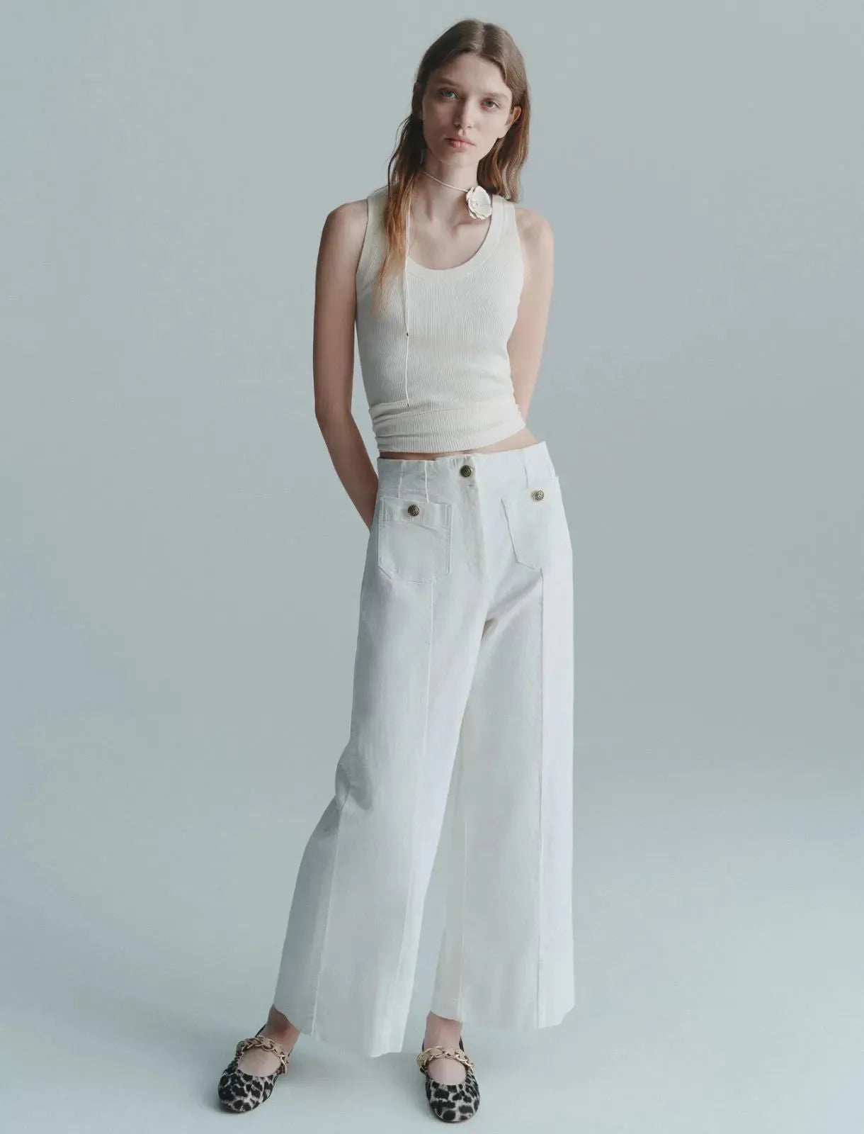 High-waisted trousers - WHITE - 25 Bell Street