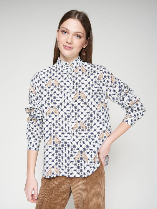 WHITE SHIRT WITH LEOPARD AND STAR PRINT - 25 Bell Street