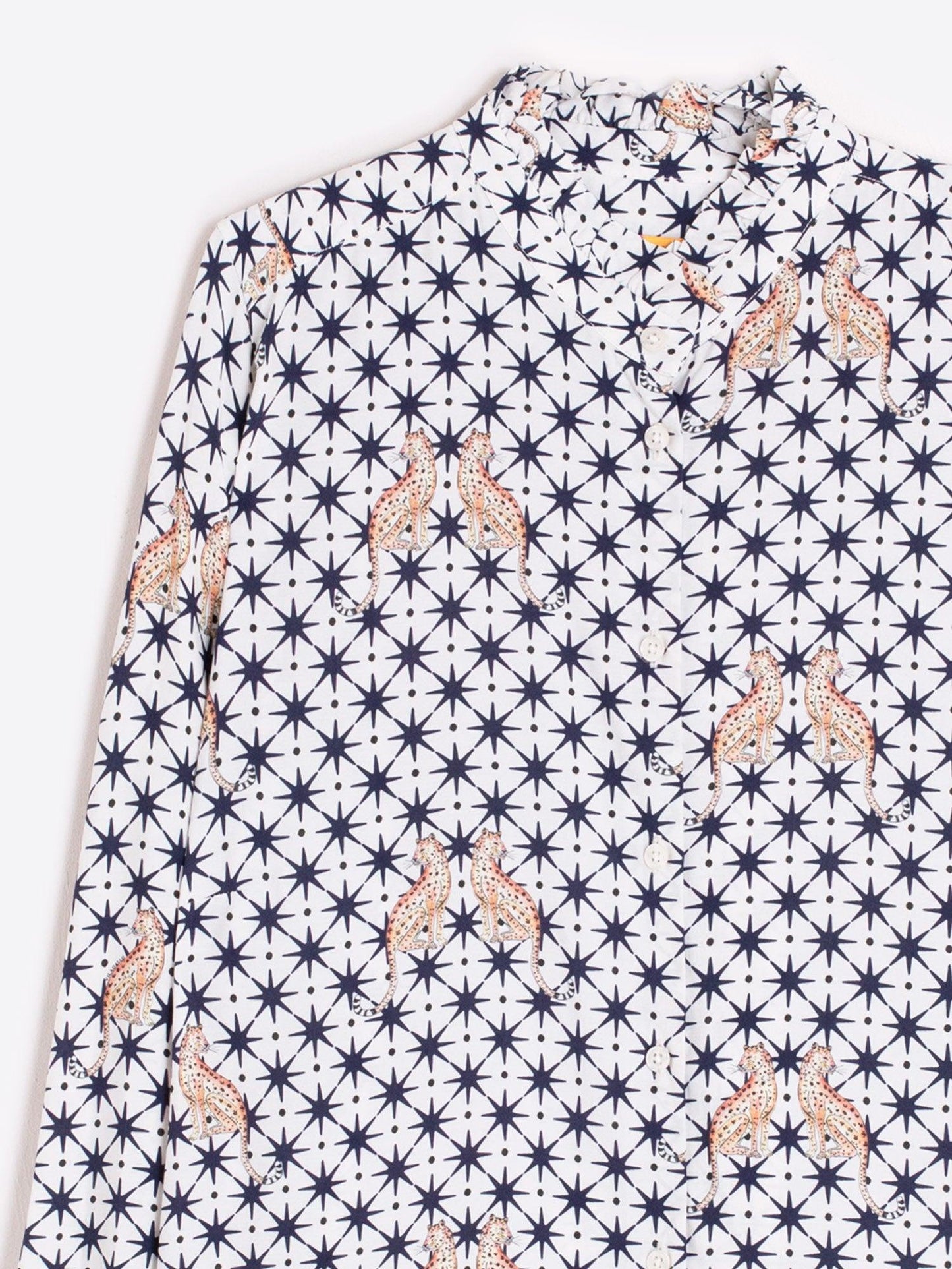 WHITE SHIRT WITH LEOPARD AND STAR PRINT - 25 Bell Street