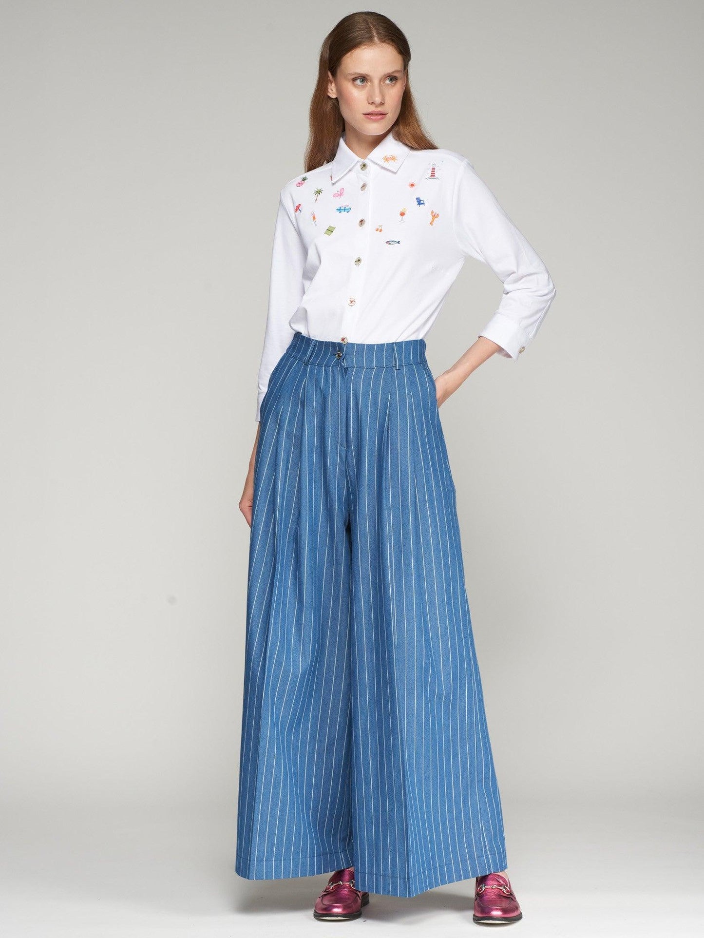 TROUSER PALAZZO DIPLOMATICO DENIM - 25 Bell Street