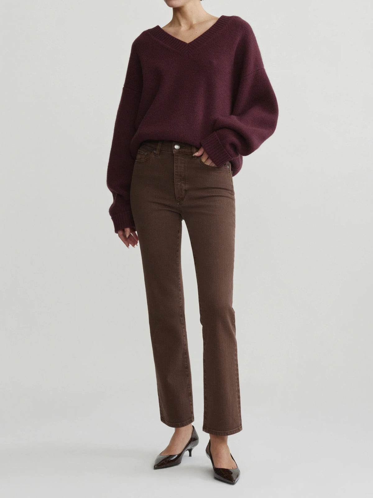 Halle Straight High-Rise Instasculpt™ 29" Jeans - Brownstone