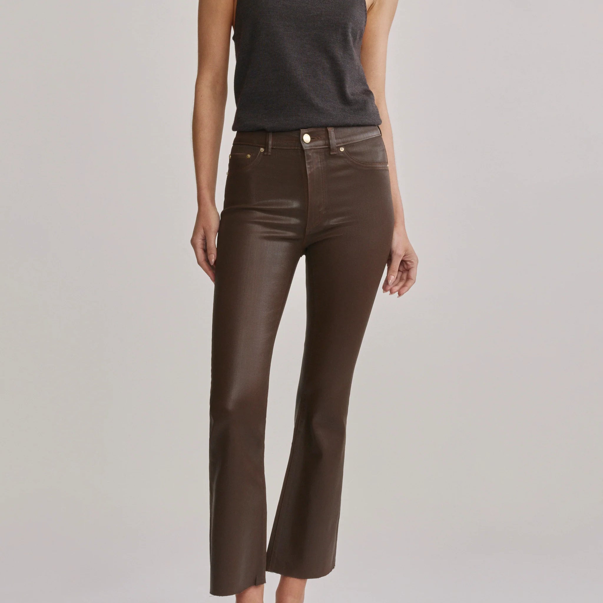 Bridget Bootcut High Rise Instasculpt™ Crop Jeans - Brownstone Coated