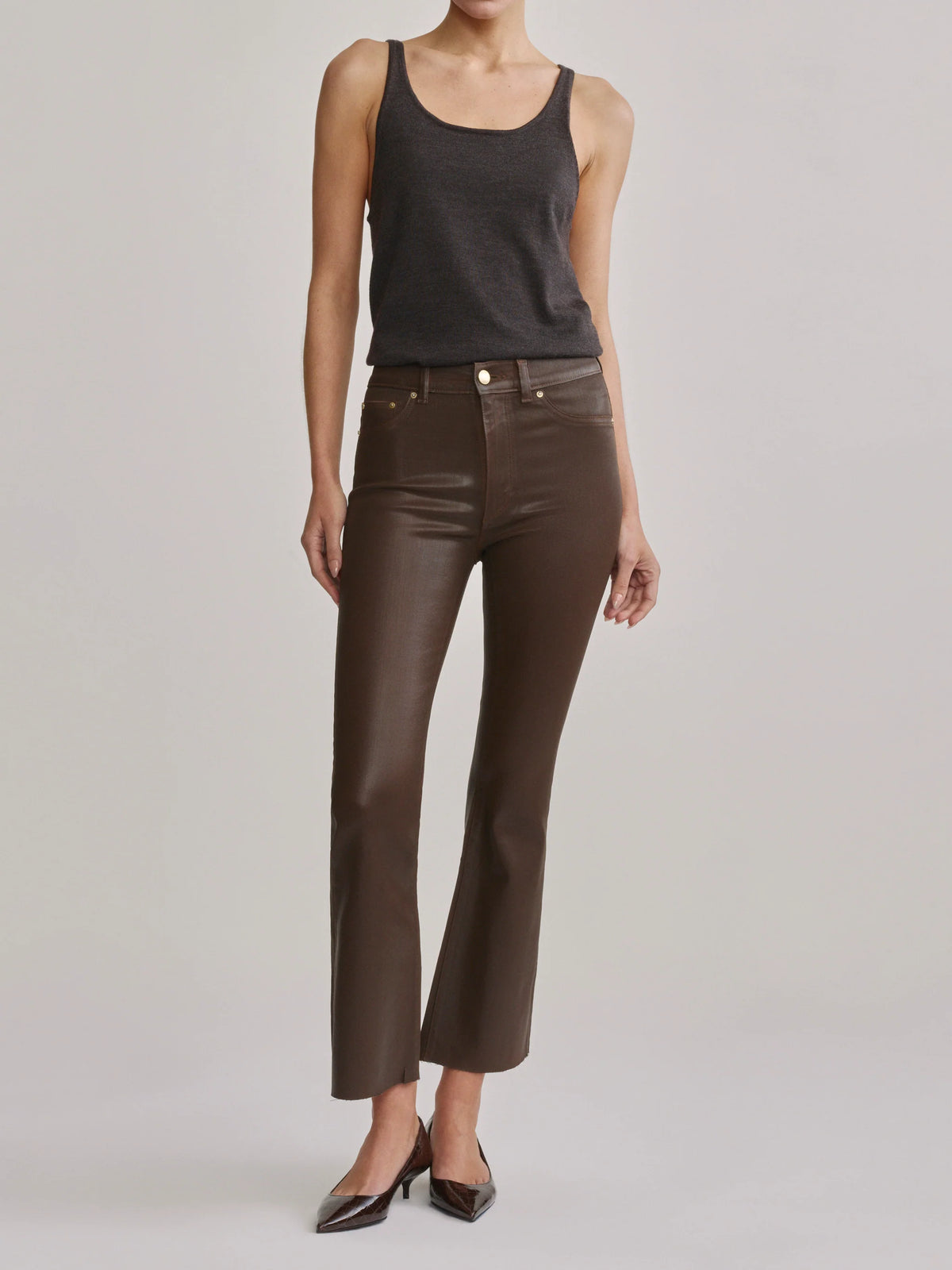 Bridget Bootcut High Rise Instasculpt™ Crop Jeans - Brownstone Coated