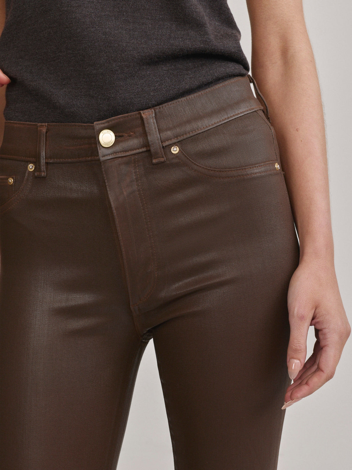 Bridget Bootcut High Rise Instasculpt™ Crop Jeans - Brownstone Coated