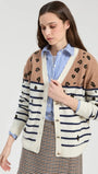 LEOPARD AND STRIPED CARDIGAN