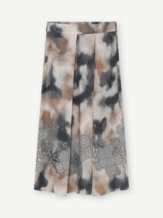 Mabell Skirt - Almond with Beige Print - 25 Bell Street