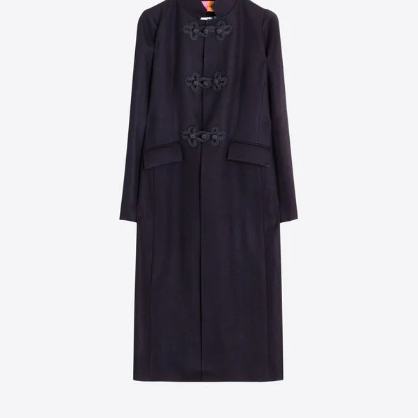BLACK WOOL TOGGLE COAT