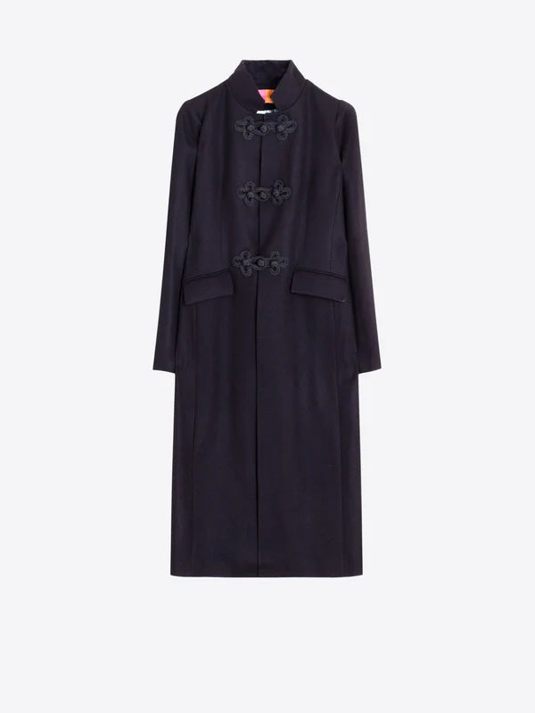 BLACK WOOL TOGGLE COAT