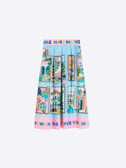 BLUE HOLIDAY PRINT SKIRT - 25 Bell Street