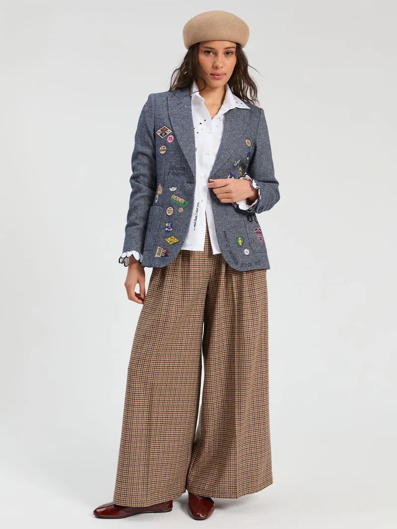 BLUE WOOL JACKET EMBROIDERED BADGES