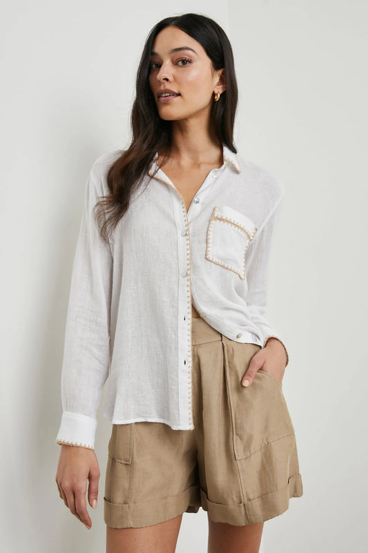 Charli shirt White Blanket Stich - 25 Bell Street