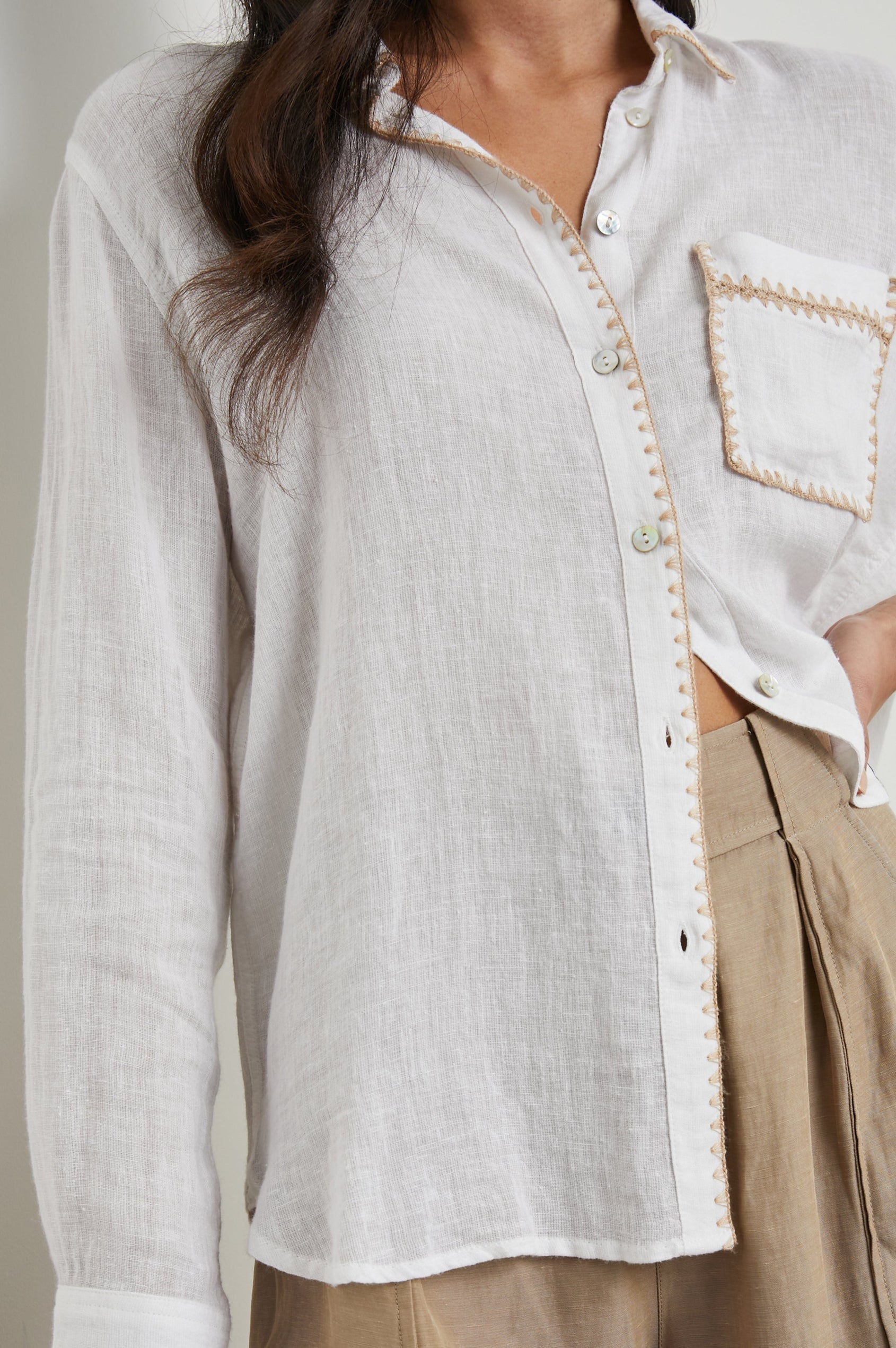 Charli shirt White Blanket Stich - 25 Bell Street