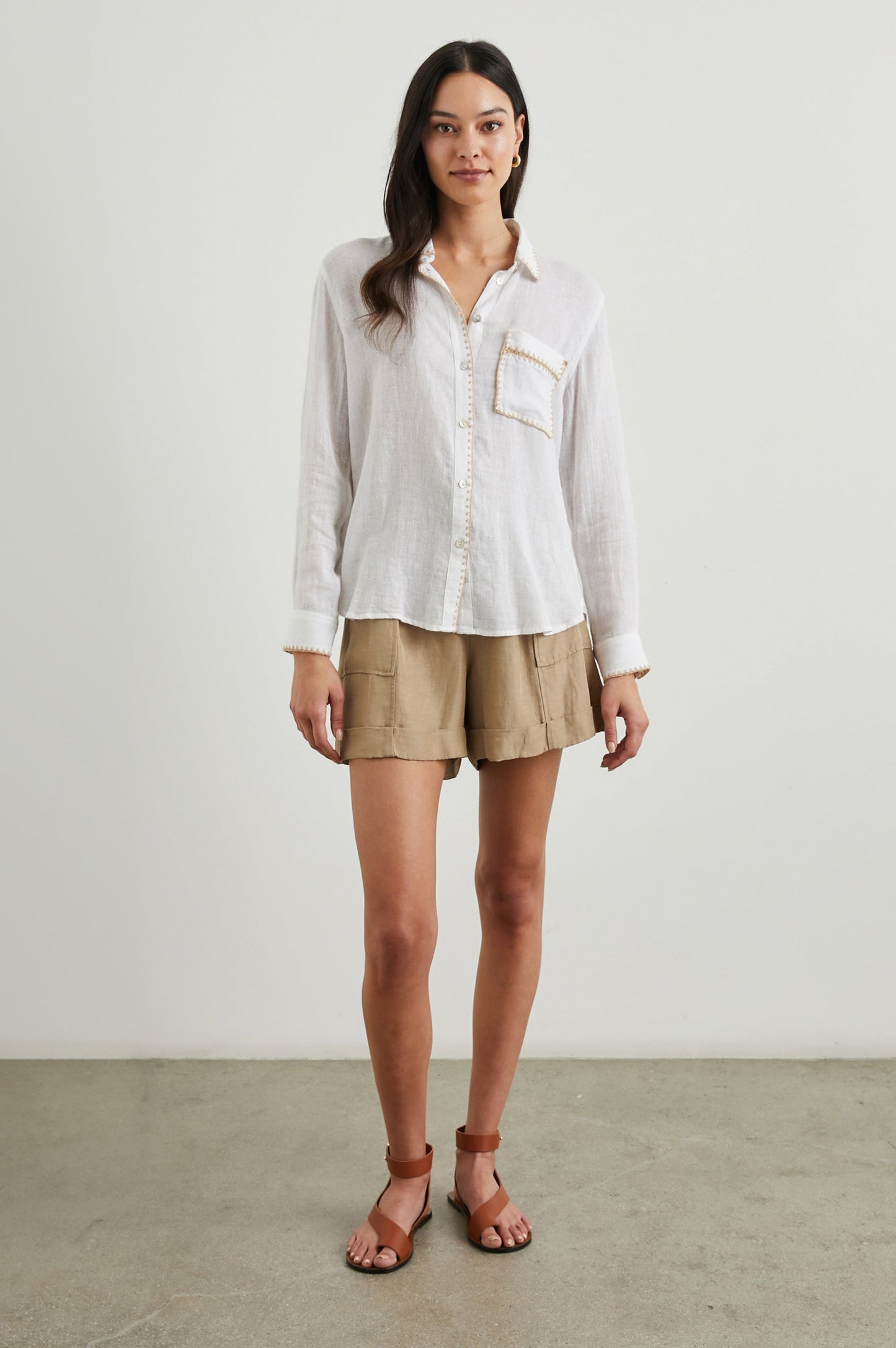 Charli shirt White Blanket Stich - 25 Bell Street