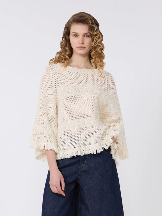 Cotton yarn oversize jumper - ECRU - 25 Bell Street