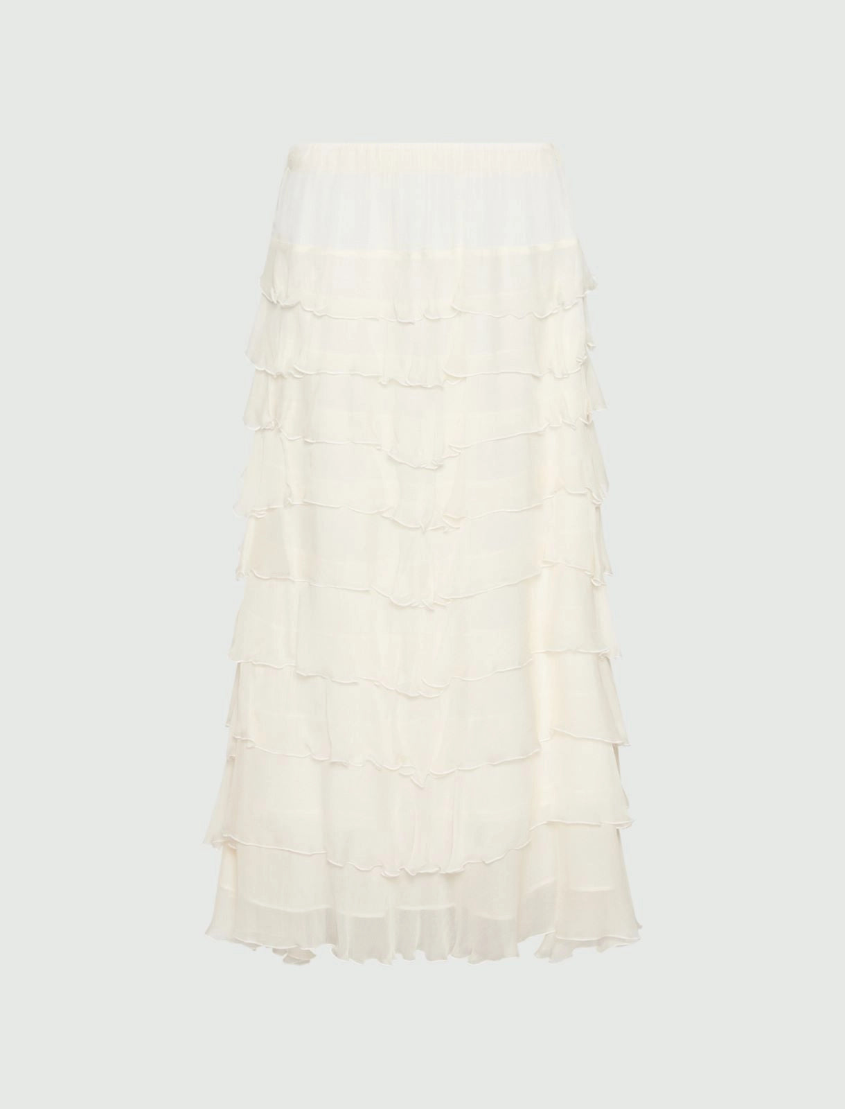 Triton Crepon flounce skirt - WOOL WHITE - 25 Bell Street