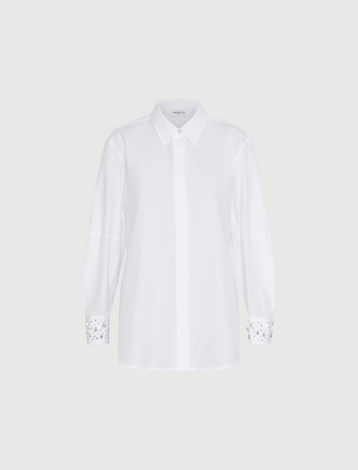 Embroidered cotton shirt - OPTICAL WHITE - 25 Bell Street