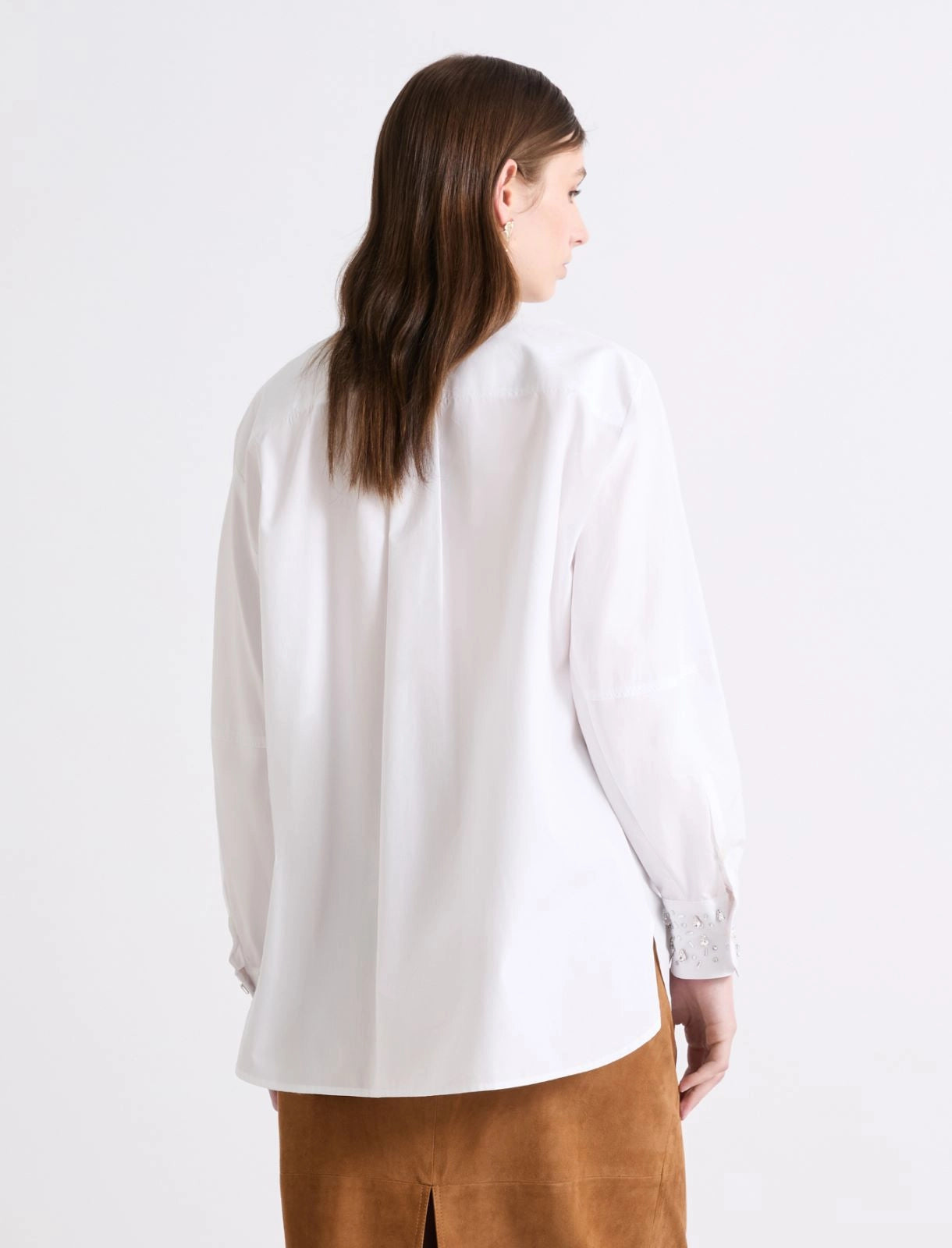 Embroidered cotton shirt - OPTICAL WHITE - 25 Bell Street